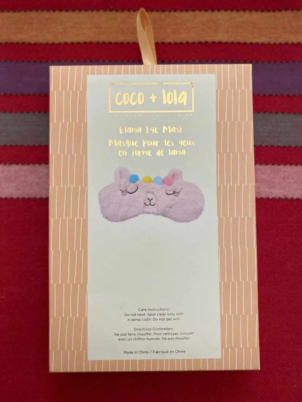 Coco + Lola Premium Collection Llama Faux Fur Pastel Pom Pom Headdress Eye Mask